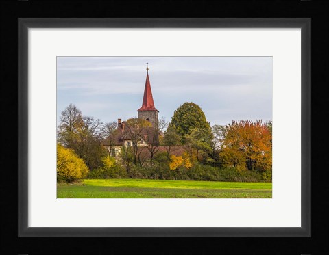 Framed Liberec Village Church Near Trosky Czech Republic Print