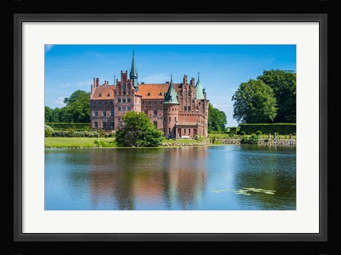 Framed Pond Before The Castle Egeskov, Denmark Print