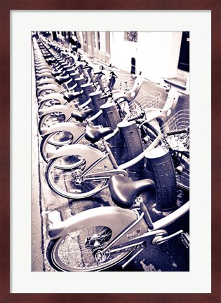 Framed Velib Bicycles For Rent, Paris, France Print