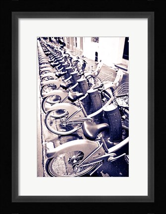 Framed Velib Bicycles For Rent, Paris, France Print