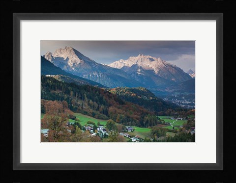 Framed Germany, Bavaria, Elevated Town View From The Rossfeld Panoramic Ring Road In Fall Print