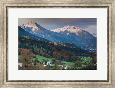 Framed Germany, Bavaria, Elevated Town View From The Rossfeld Panoramic Ring Road In Fall Print