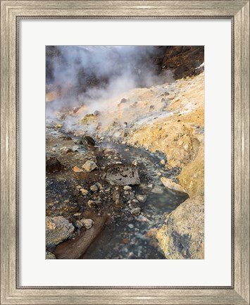 Framed Geothermal Area Seltun Heated By The Volcano Krysuvik On Reykjanes Peninsula During Winter Print