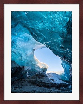 Framed Ice Cave In The Glacier Breidamerkurjokull Print