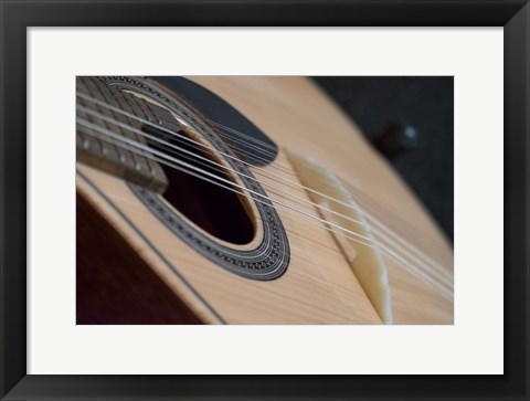 Framed Portugal, Coimbra Fado Musician's Portuguese Guitar Head, Sound Box, Pegs And Strings Print