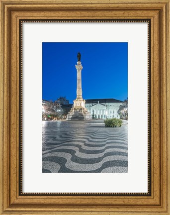 Framed Portugal, Lisbon, Rossio Square At Dawn Print