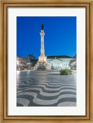 Framed Portugal, Lisbon, Rossio Square At Dawn Print
