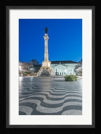 Framed Portugal, Lisbon, Rossio Square At Dawn Print