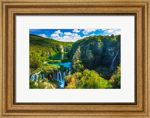 Framed Travertine Cascades On The Korana River, Plitvice Lakes National Park, Croatia Print