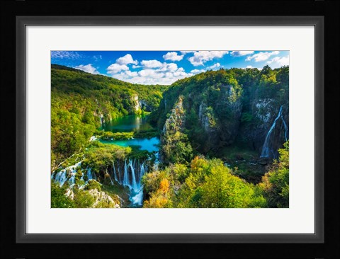 Framed Travertine Cascades On The Korana River, Plitvice Lakes National Park, Croatia Print