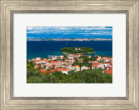 Framed Town Of Preko And The Dalmatian Coast From St Michael&#39;s Fort, Croatia Print