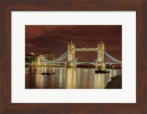 Framed Tower Bridge At Night London England Print