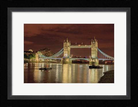 Framed Tower Bridge At Night London England Print