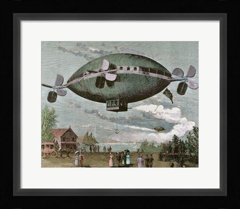 Framed Aerostat Engraving In 'The Illustration', 1887 Print