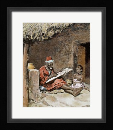 Framed Old Man With Child French Sudan 1893 Print