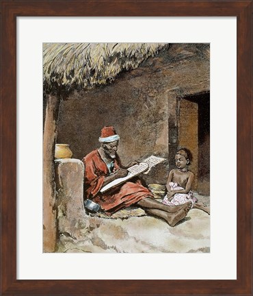 Framed Old Man With Child French Sudan 1893 Print