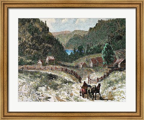 Framed Canadian Landscape In The Eighteenth Century 19th-Century Print