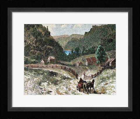 Framed Canadian Landscape In The Eighteenth Century 19th-Century Print