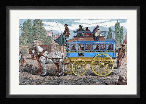 Framed Horse-Drawn Omnibus Print