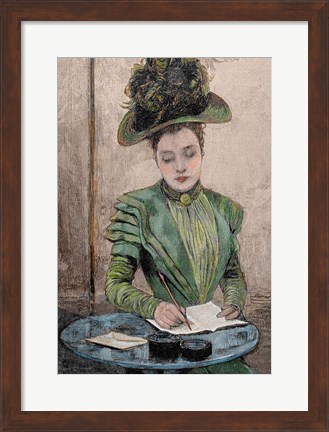 Framed Lady Writing A Letter Print