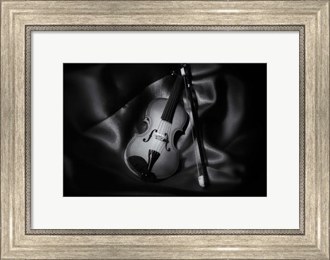 Framed Still-Life Black And White Image Of A Violin Print