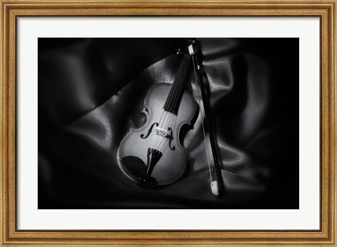 Framed Still-Life Black And White Image Of A Violin Print