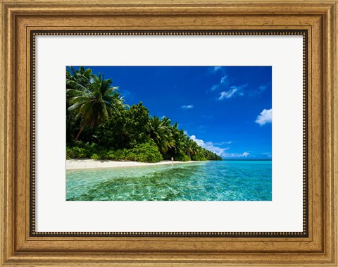 Framed White Sand Beach In Turquoise Water In The Ant Atoll, Micronesia Print