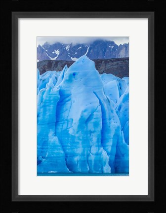 Framed Chile, Patagonia, Torres Del Paine National Park Blue Glacier And Mountains Print