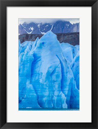 Framed Chile, Patagonia, Torres Del Paine National Park Blue Glacier And Mountains Print
