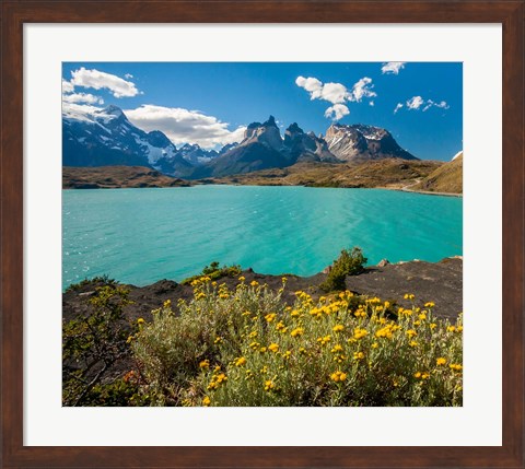 Framed Chile, Patagonia, Torres Del Paine National Park The Horns Mountains And Lago Pehoe Print