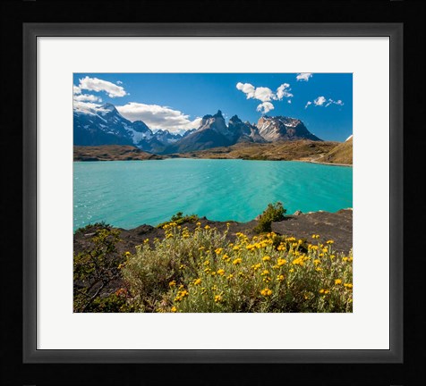 Framed Chile, Patagonia, Torres Del Paine National Park The Horns Mountains And Lago Pehoe Print
