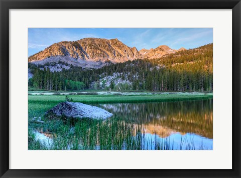 Framed California, Sierra Nevada Mountains Calm Reflections In Grass Lake Print