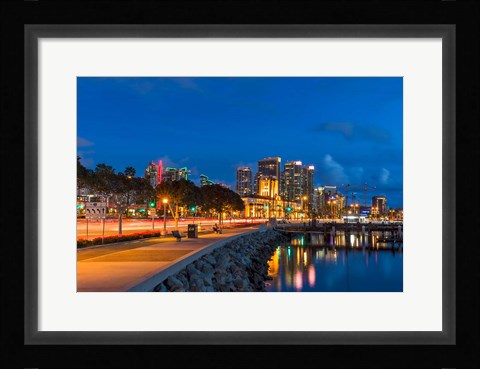 Framed Bright Light, San Diego Skyline Print