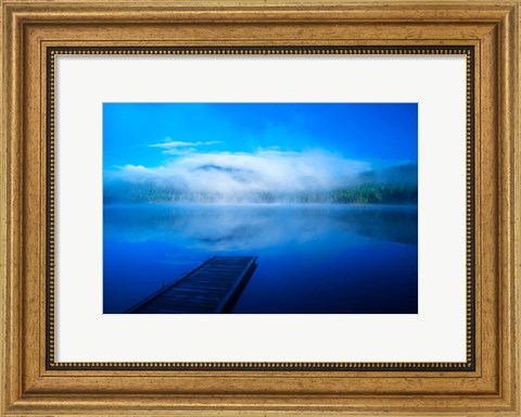 Framed Serenity On A Misty Lake Print