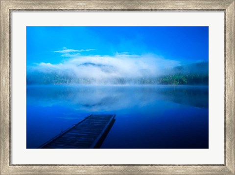 Framed Serenity On A Misty Lake Print