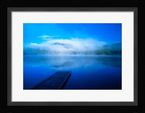 Framed Serenity On A Misty Lake Print