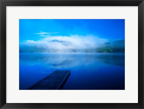 Framed Serenity On A Misty Lake Print