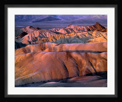 Framed Eroded Mudstone, Death Valley Np, California Print