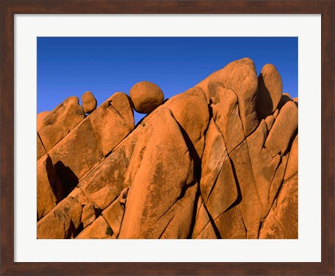 Framed Monzonite Granite Boulders At Sunset, Joshua Tree NP, California Print