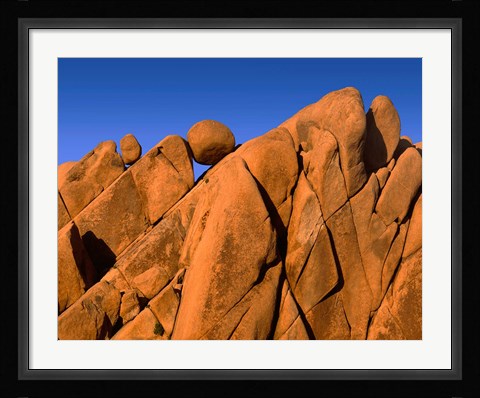 Framed Monzonite Granite Boulders At Sunset, Joshua Tree NP, California Print