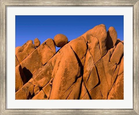 Framed Monzonite Granite Boulders At Sunset, Joshua Tree NP, California Print