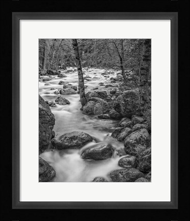 Framed Yosemite Happy Isles, California (BW) Print