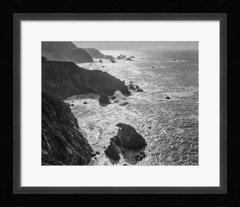 Framed Big Sur Coast, California (BW) Print