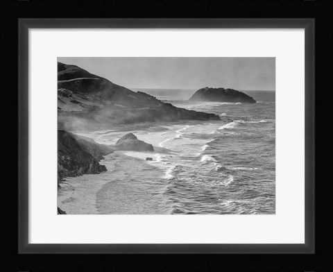 Framed Little Sur Coast, California (BW) Print