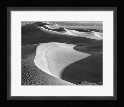 Framed Californian Valley Dunes (BW) Print