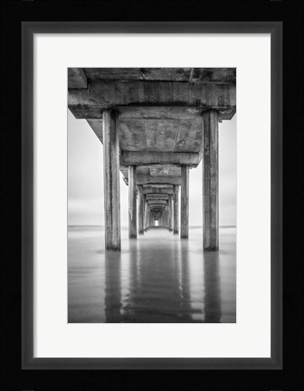 Framed California, La Jolla, Scripps Pier, Sunrise (BW) Print
