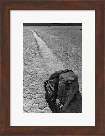 Framed California, Valley Dunes Cracked Earth (BW) Print