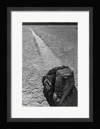 Framed California, Valley Dunes Cracked Earth (BW) Print