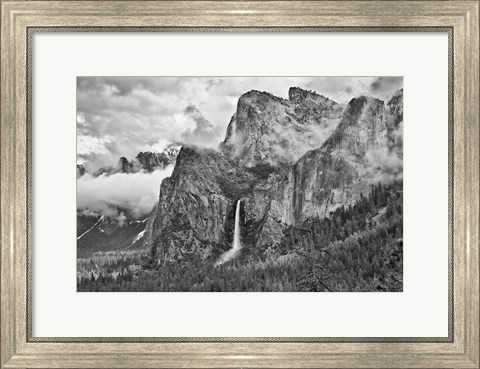 Framed California, Yosemite, Bridalveil Falls (BW) Print