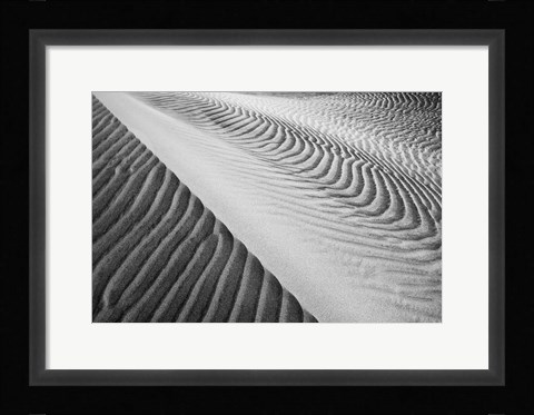 Framed Close Up Of Valley Dunes, California (BW) Print